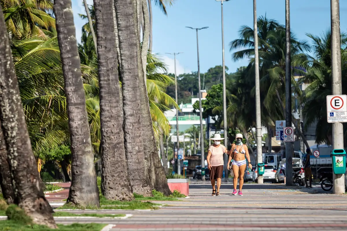 Calçadão com coqueiros na orla de João Pessoa
