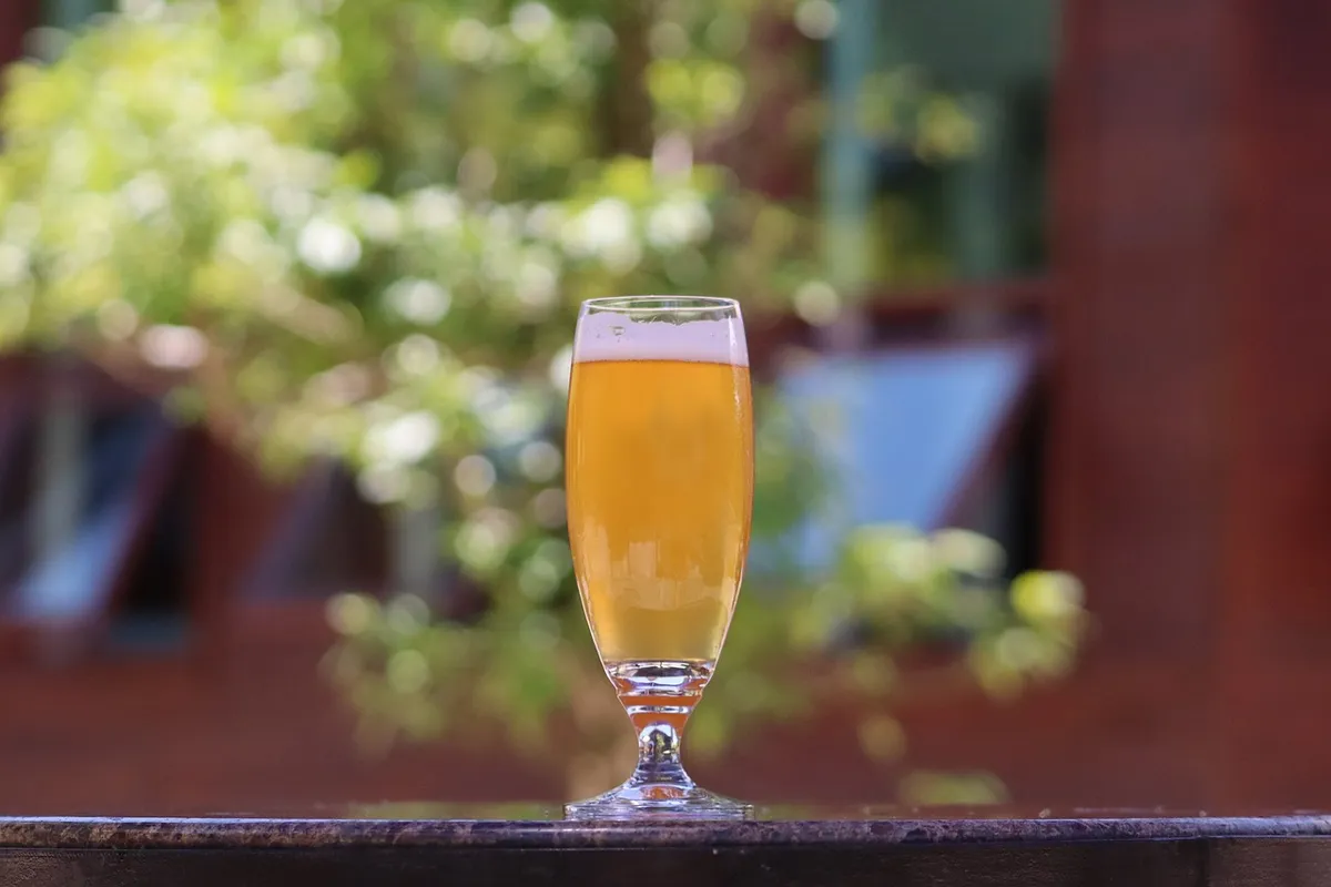 Copo de chopp artesanal servido em bar