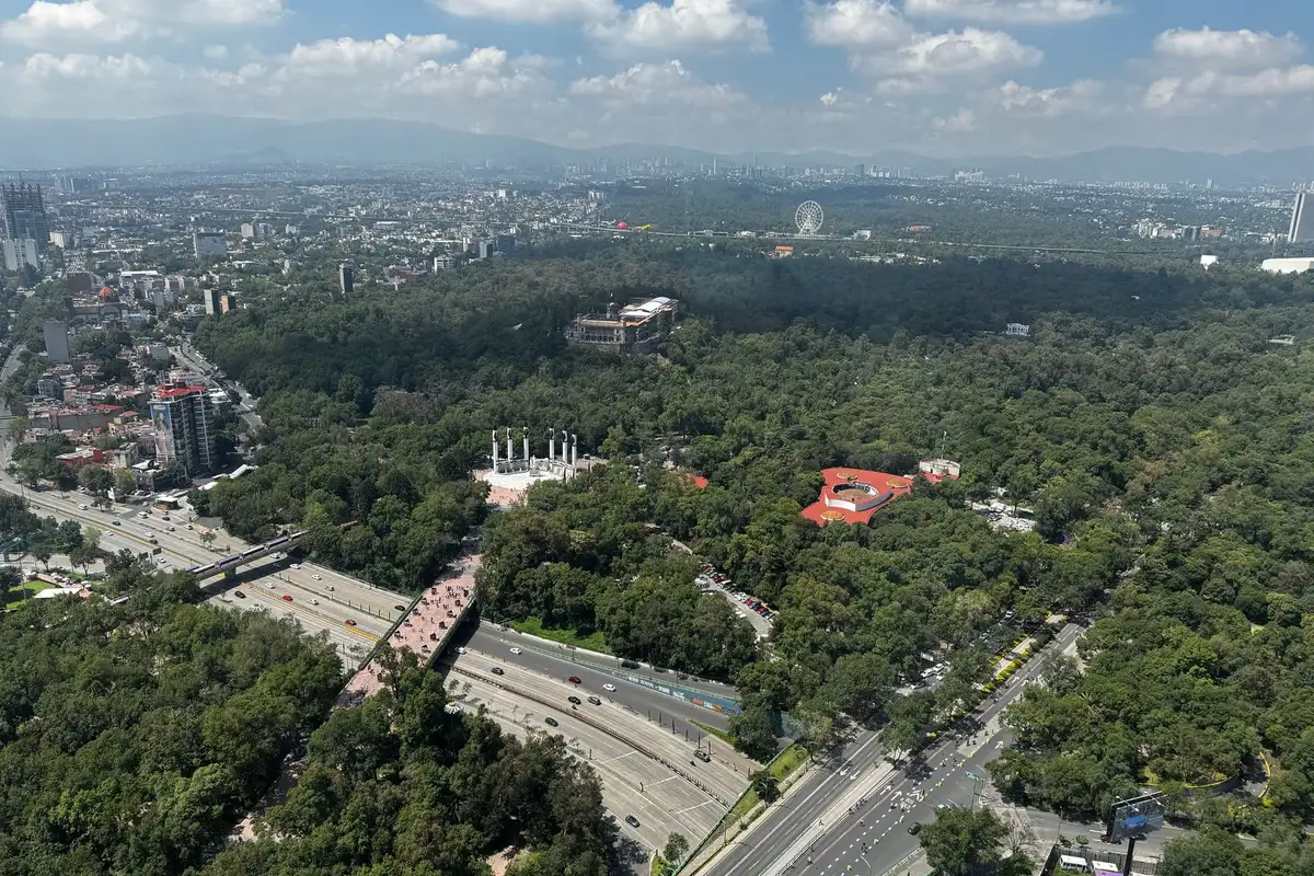 Vista aérea do Bosque de Chapultepec na Cidade do México