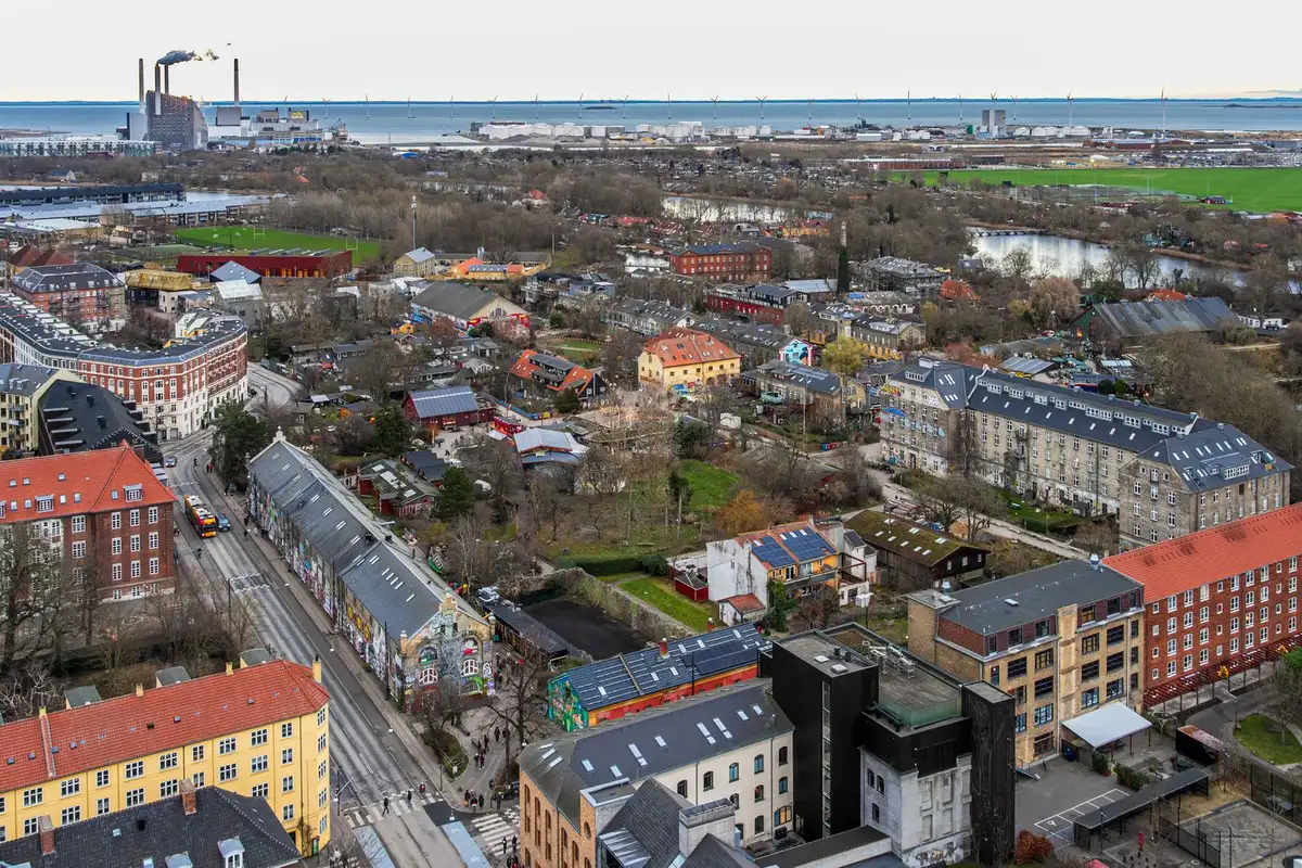 Vista aérea de Christianshavn em Copenhague
