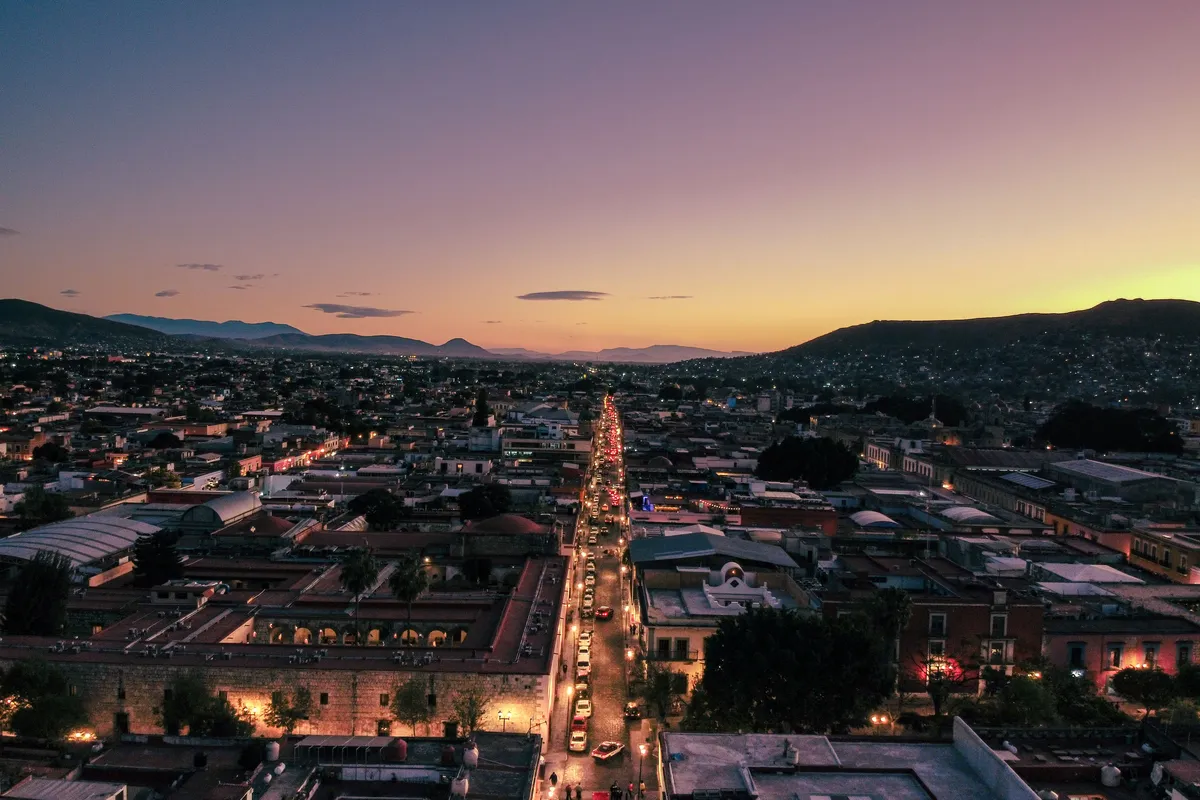 Cidade de Oaxaca ao pôr do sol