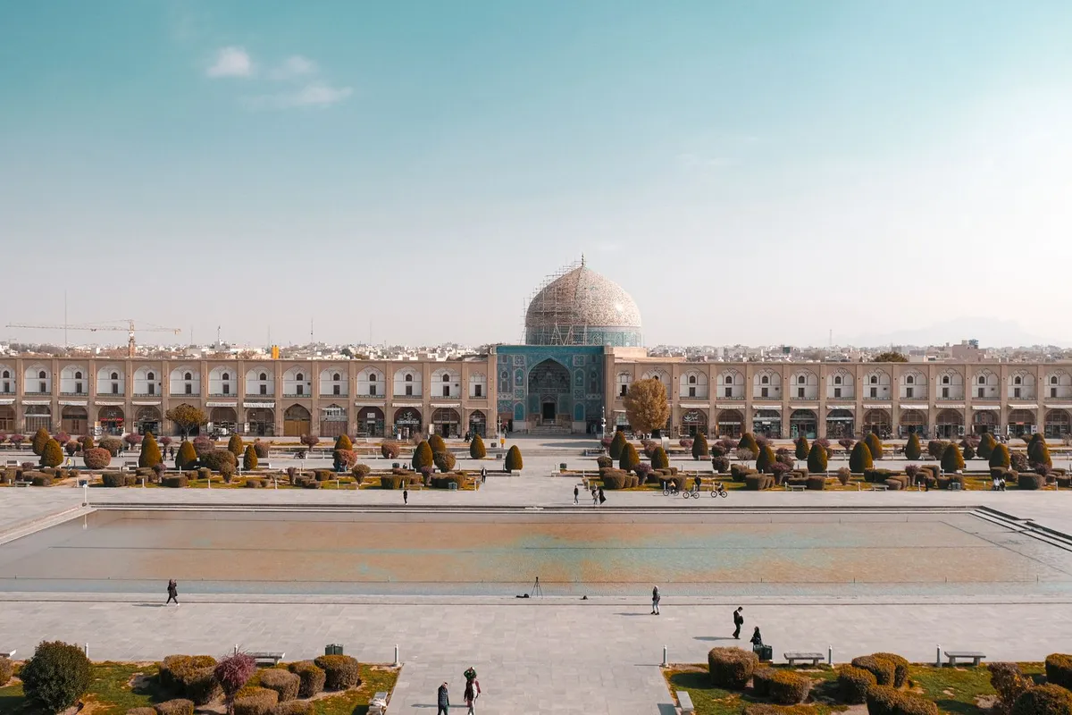 Vista aérea da Praça Naqsh-e Jahan em Isfahan, Irã