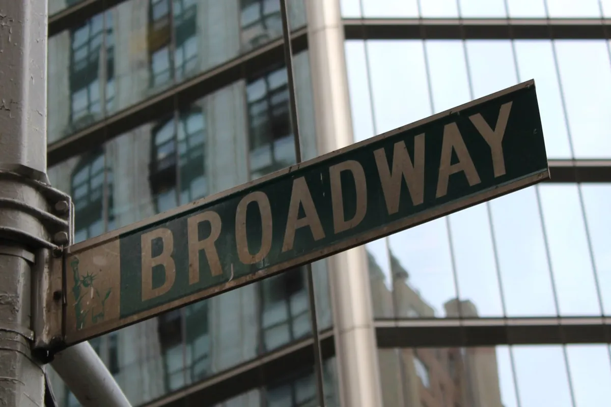 Placas de teatros da Broadway próximas a Times Square