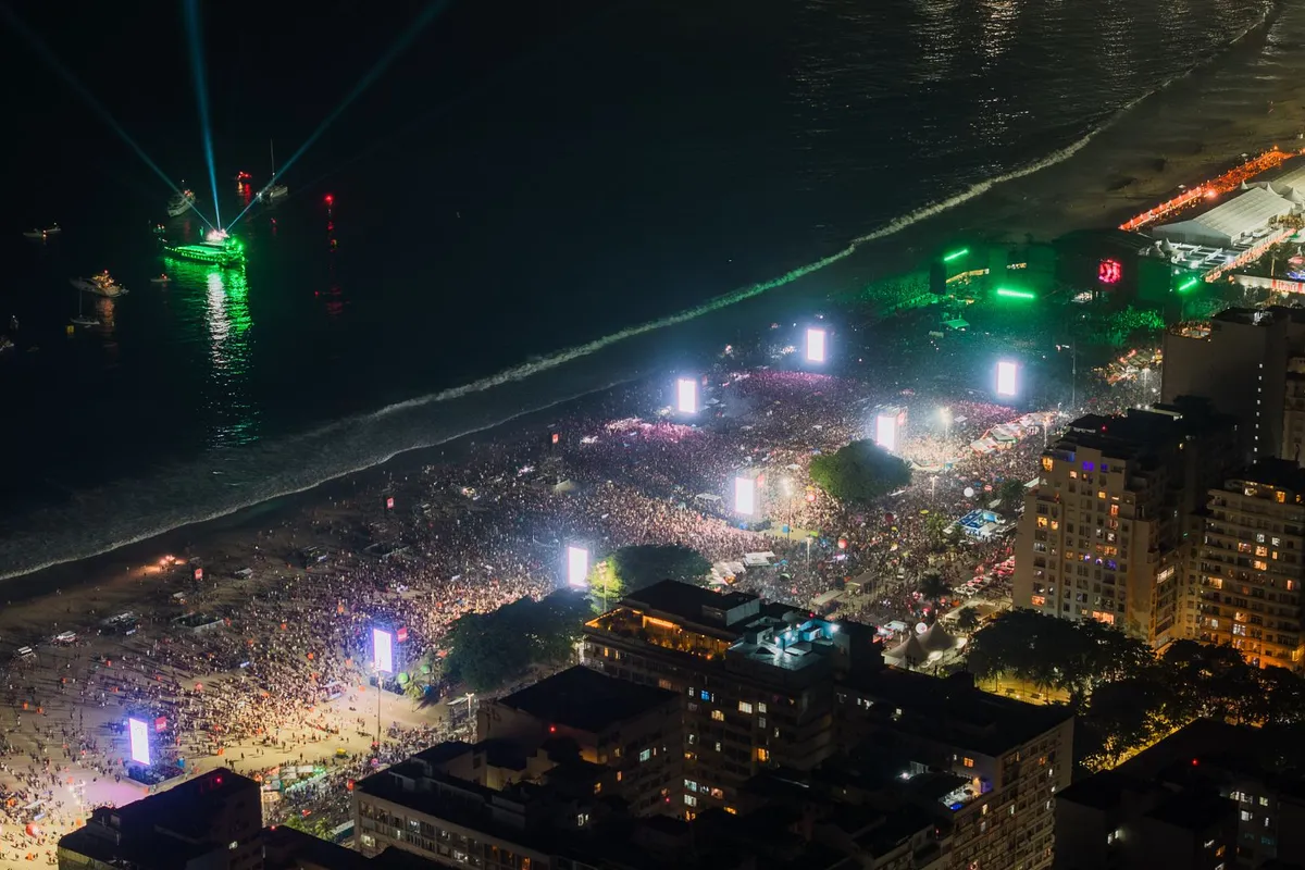 Orla de Copacabana lotada durante grande evento noturno