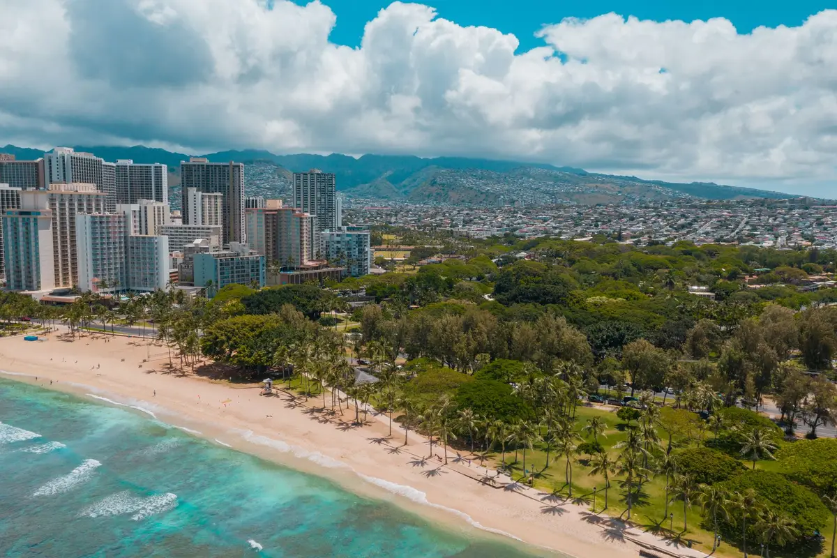 Vista aérea de Waikiki em Oahu, Havaí