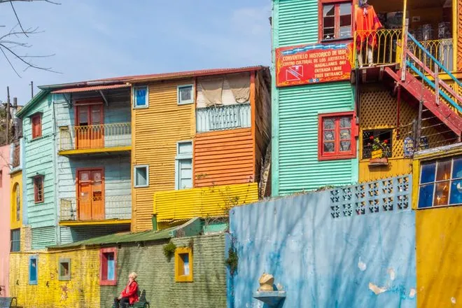 Casas coloridas no bairro de La Boca