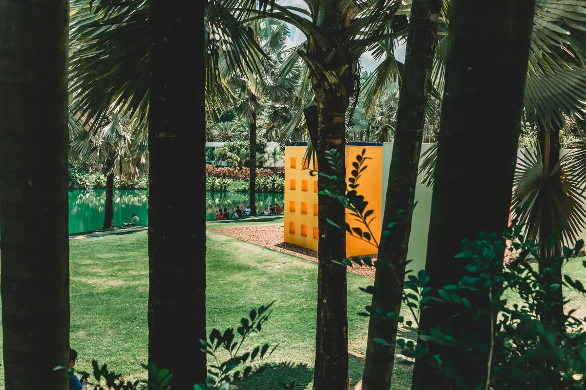 Jardim tropical exuberante no Instituto Inhotim em Brumadinho