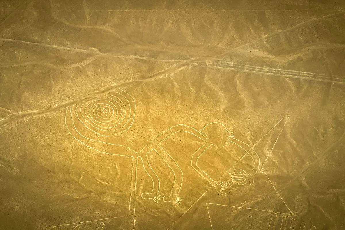 Geoglifo nas Linhas de Nazca visto do alto