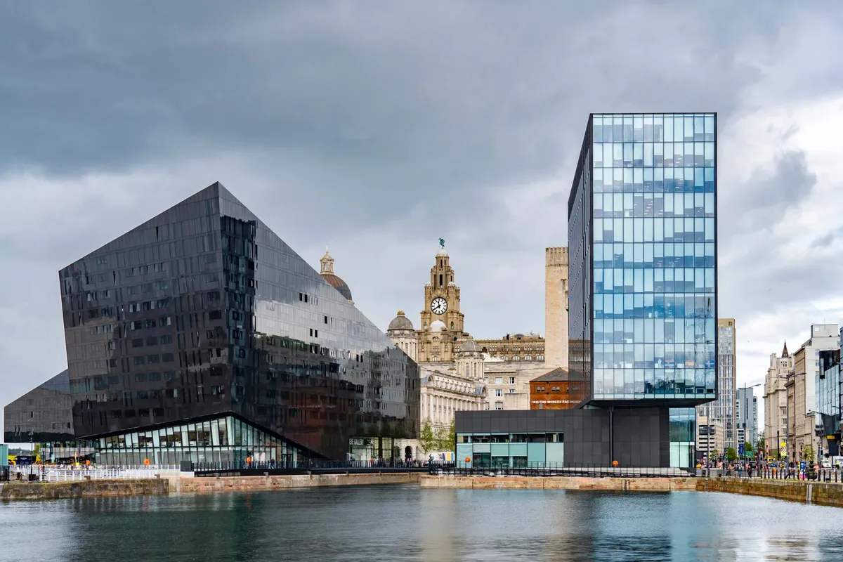 Royal Albert Dock and the historic Three Graces buildings in Liverpool