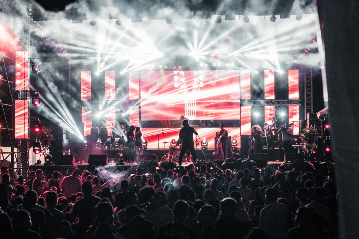 Público acompanha show ao vivo em festival