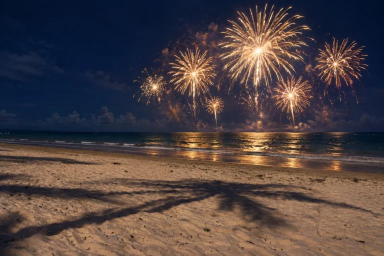 Fogos ilustrativos sobre praia de Arraial d Ajuda