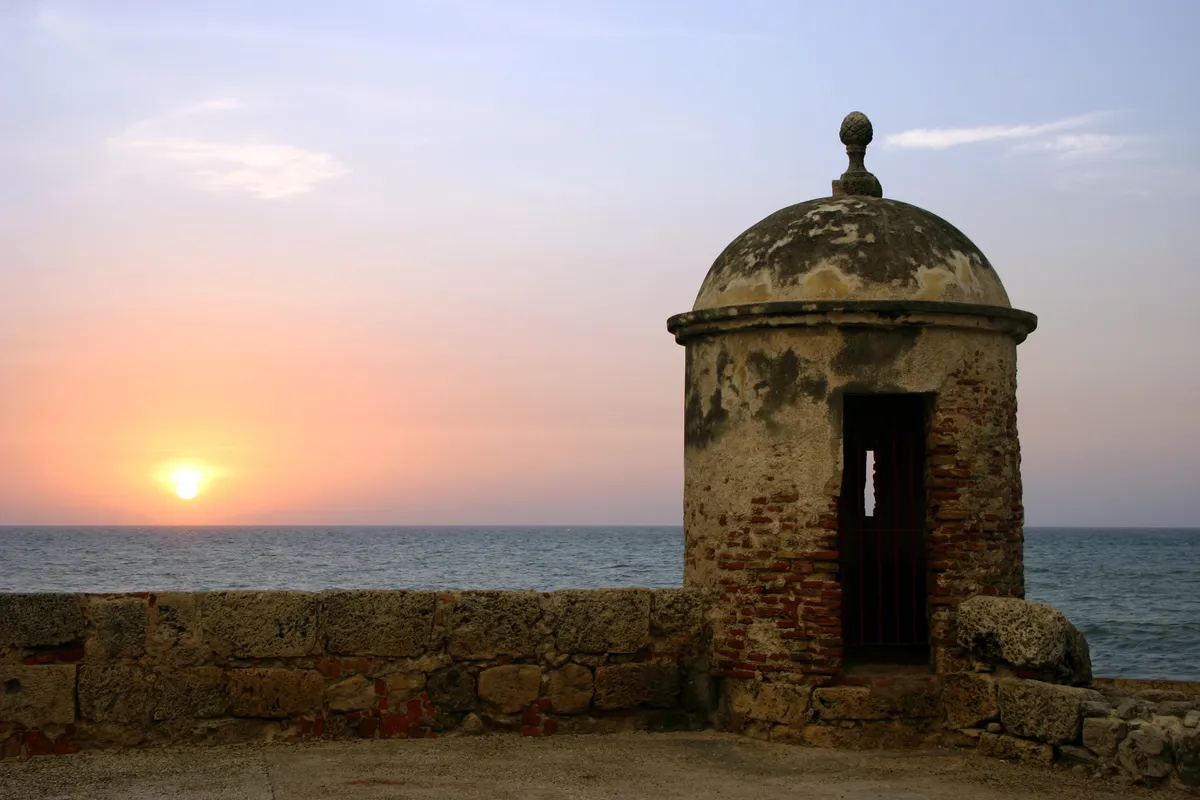 Muralha de Cartagena das Índias ao pôr do sol