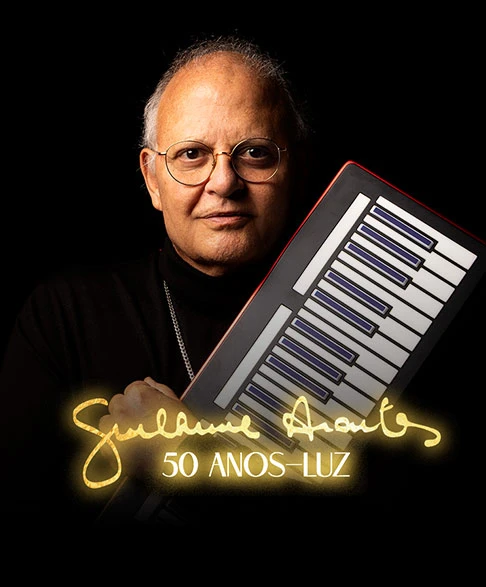 Cartaz oficial de Guilherme Arantes para a apresentação 50 anos-luz