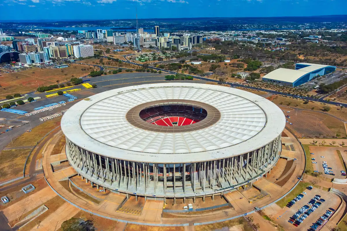 Estádio Nacional Mané Garrincha visto do alto em Brasília