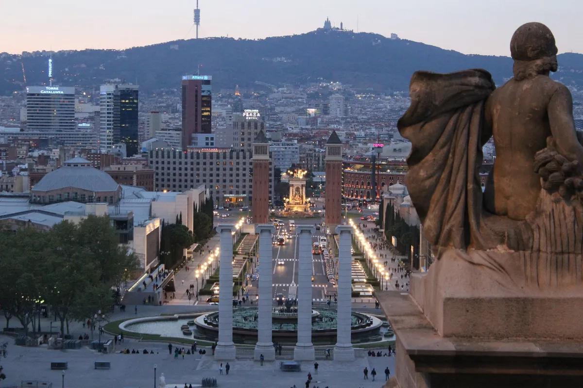 Vista aérea de Montjuïc, em Barcelona, onde fica o Estadi Olímpic