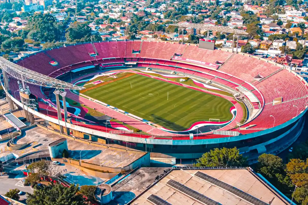 Vista aérea do estádio MorumBIS, no bairro do Morumbi, em São Paulo