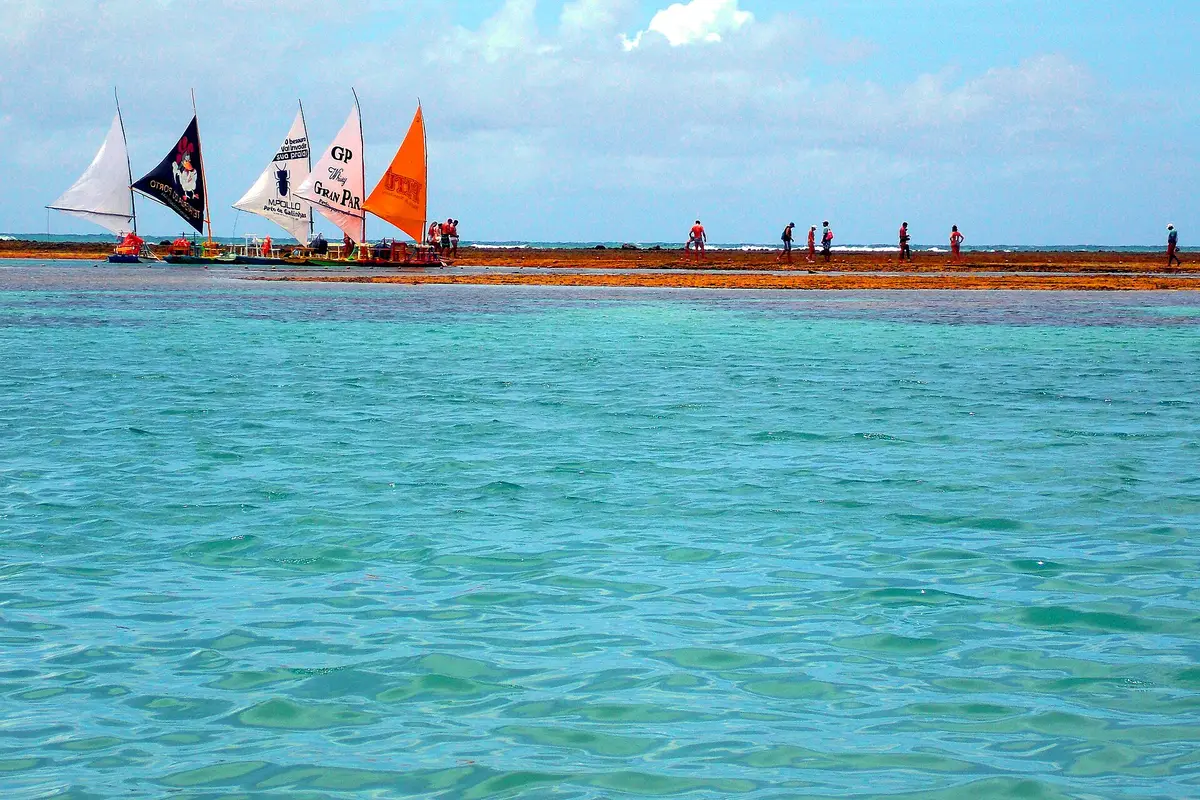 Jangadas nas piscinas naturais de Porto de Galinhas
