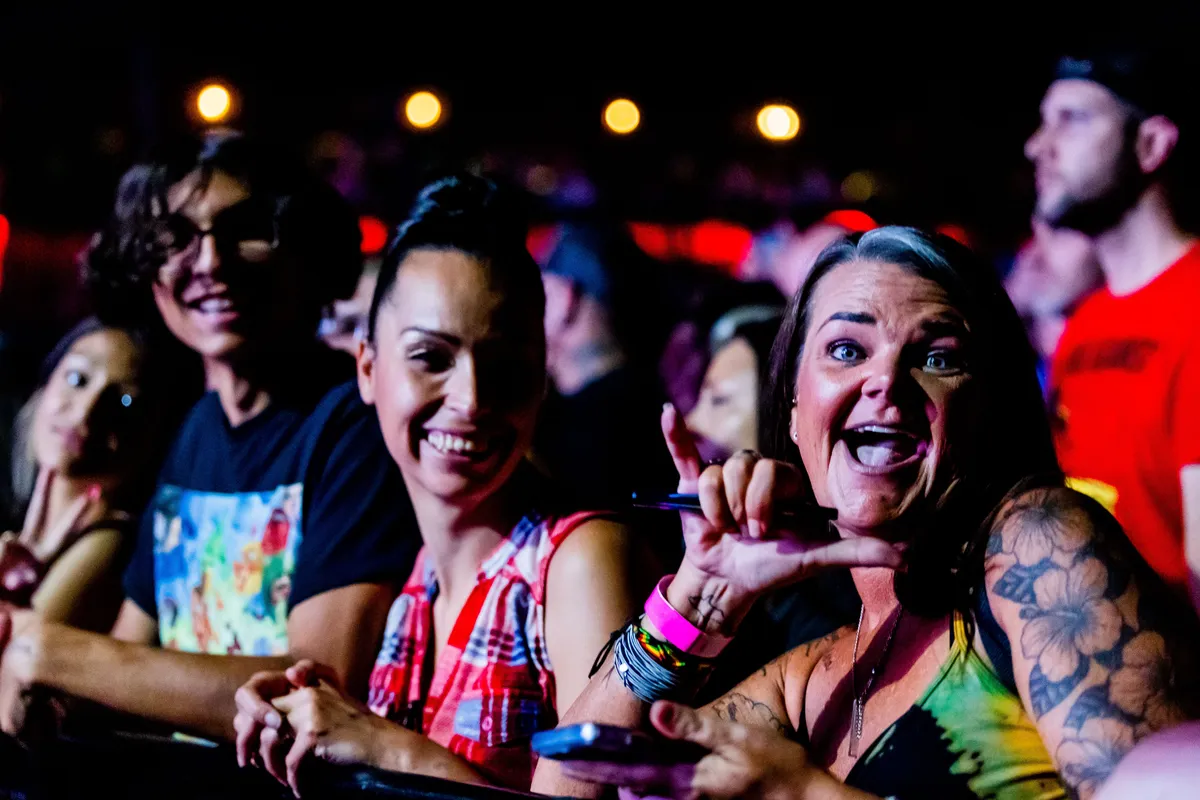 Público acompanhando um show musical