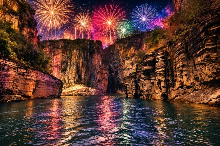 Réveillon em Capitólio 2027: lago, festa e lancha